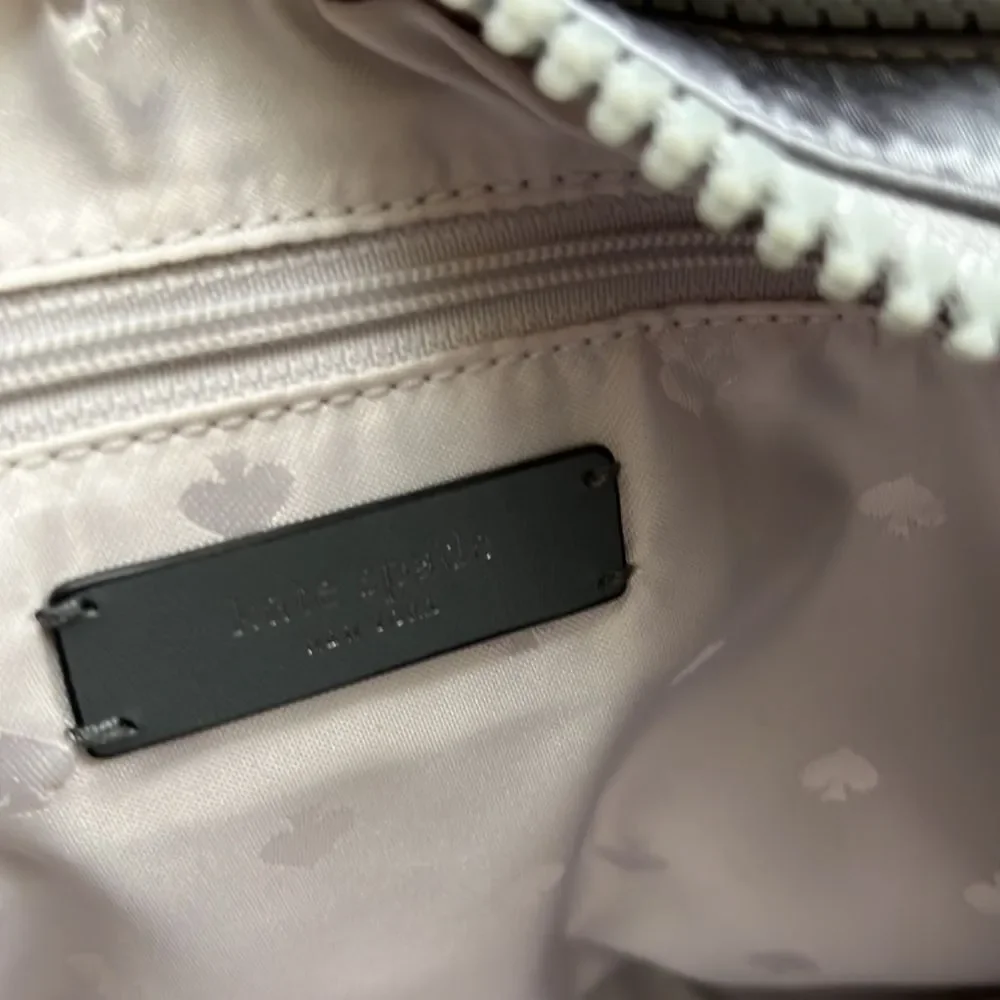 Kate Spade Briar Lane? Silver Quilted Sateen Handbag EUC